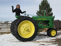 Jennifer on her Classic John Deere